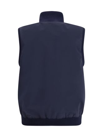 Brunello Cucinelli Mens Sleeveless Vest Jacket Blu+geyser Polyester; Polyamide