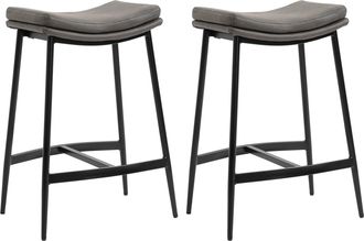 HOMCOM Breakfast Bar Stools Set of 2 Upholstered Barstools w/ Curved Seat Grey | TJ Hughes