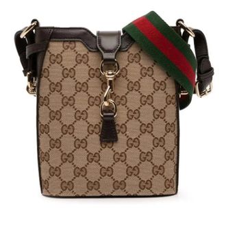Gucci Vintage, unisex, Bruin, ONE Size, Leer, Pre-owned Canvas Bucket Bag