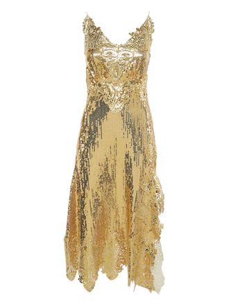 Paco Rabanne sequined sleeveless midi dress - Gold