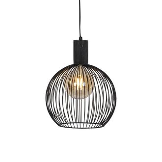 QAZQA Dise&ntilde;o L&aacute;mpara Colgante Redonda De Dise&ntilde;o Negra 30 Cm - Dos Acero Alargada Adecuado Para Led Max. 1 X 40 Watt - Qazqa