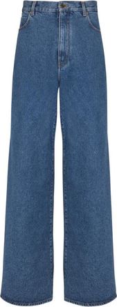 Balmain Wide-leg Jeans - Heren - Loose Fit Jeans - Blauw - W32 - Katoen - Jeans