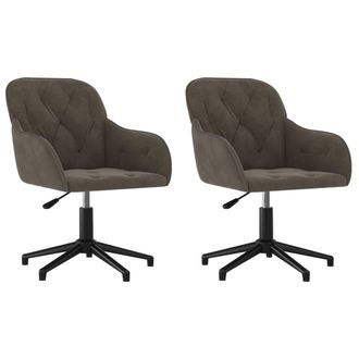vidaXL Vidaxl - Sillas De Comedor Giratorias 2 Unidades Terciopelo Gris Oscuro