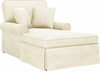 vidaXL Chaise Lounge Con Falda 3 Uds. Crema Tela De Pana Vidaxl