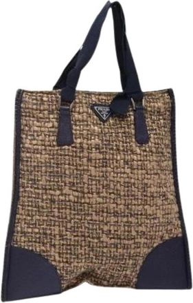 Prada Pre-owned Wollen Tote Bag - Dames - Vintage Shopper - Beige - ONE Size - Wol - Vintage