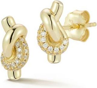 Glaze Jewelry Love Knot Pav&egrave; Stud Earrings in Gold at Nordstrom Rack