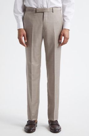 Ermenegildo Zegna High Performance Wool Trousers in Md Brw Sld at Nordstrom, Size 38 Us