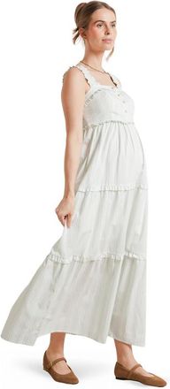Nom Maternity Emma Maternity & Nursing Maxi Tank Dress in Green Stripe at Nordstrom, Size X-Small