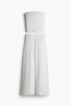 H&M 2-teiliges Rippstrick-Set mit Top und Hose - White