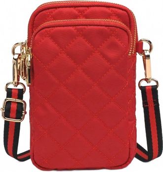 Sol and Selene Womens Divide & Conquer Quilted Crossbody Bag In Red