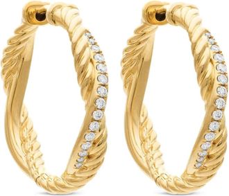 David Yurman 18kt geelgouden Petite Infinity oorringen met diamant (17.3 mm)