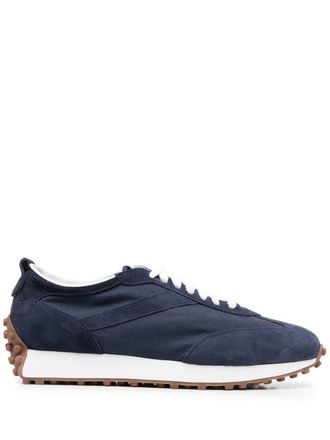 Doucal's logo-patch detail sneakers - men - Fabric/Rubber/Fabric/Calf Leather/Calf Leather - 41 - Blue