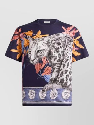Etro crew neck cotton t shirt animal floral