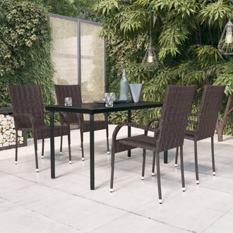 vidaXL Juego De Comedor De Jard&iacute;n 5 Piezas Marr&oacute;n Y Negro Vidaxl