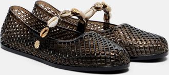 Ancient Greek Sandals Iro embellished fishnet ballet flats
