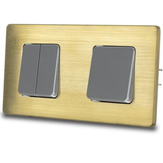 OEM Interruttore Della Luce Triplo Grigio, Unipolare, In Acciaio Spazzolato Pvd Ottone