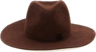 Ruslan Baginskiy Brown Monogram-embellished Fedora hat