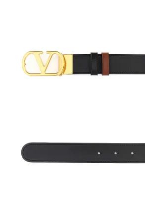 Valentino Garavani VLogo Leather Belt - Black