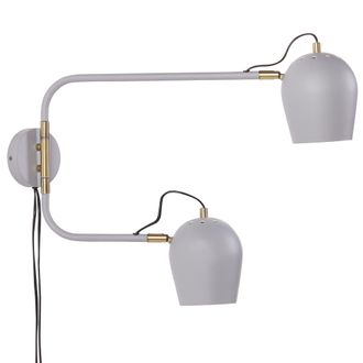 Beliani L&aacute;mpara De Pared Con 2 Luces De Estilo Moderno Y Brazos Ajustables Gris Claro Estrella