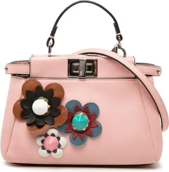 Fendi Pre-owned Fendi Micro Leather Flowerland Peekaboo Satchel Ladies BWU0EX01DUIACKOW