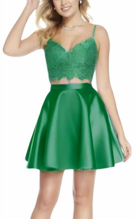 Alyce Paris 2 Piece Mikado Mini Dress In Emerald Green