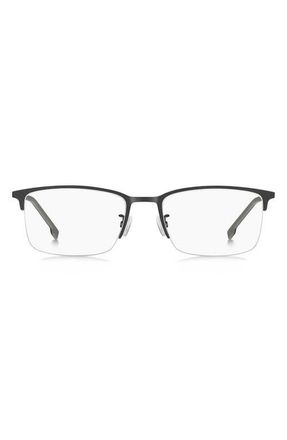 HUGO BOSS 55mm Rectangular Optical Glasses in Matte Black at Nordstrom