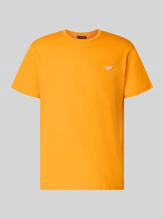 Emporio Armani T-Shirt mit Logo-Patch und Rundhalsausschnitt in Orange, Gr&ouml;&szlig;e XXL
