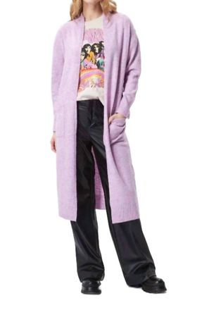 John & Jenn Renn Long Open Knit Cardigan In Purple Rhapsody