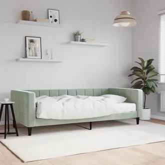 vidaXL Sof&aacute; Cama Con Colch&oacute;n Terciopelo Gris Claro 90x200 Cm Vidaxl