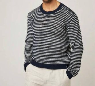 Peregrine Island Crochet Jumper In Navy