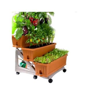 Bama Kit De 3 Jardineras En Tres Niveles Con Carro Bama Verde