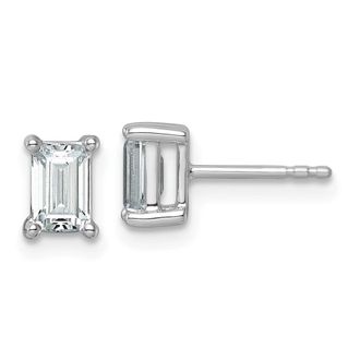 Diamond2Deal 14k White Gold 1 1/2 ct Emerald Lab Grown Diamond Stud Earrings VS Clarity, G-H Color