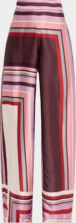 Misa Izzie Geo Stripe Wide-Leg Pants
