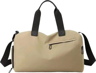 Generic Compatible For Zipper Large Capacity Travel Bags Solid Fitness Thickened Fabric Luggage Sports(Khaki)