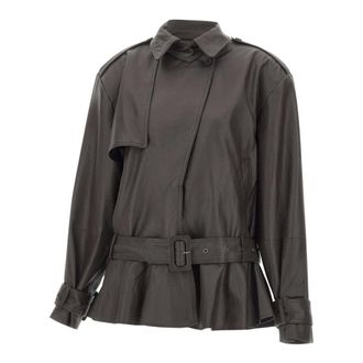 Rotate Biker Leather Jacket - female - ROTATE Birger Christensen - Leather Jackets - Brown - 2XS - Jackets