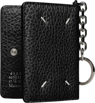 Maison Margiela Four Stitches Keyring Cardholder - Dames - Portefeuilles - Zwart - ONE Size - Leer - Accessoires