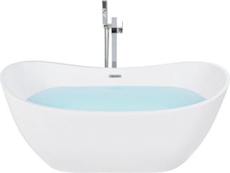 Beliani Beliani - Ba&ntilde;era Independiente De Acr&iacute;lico Blanco Plateado Con Rebosadero 170 Cm Moderno Antigua