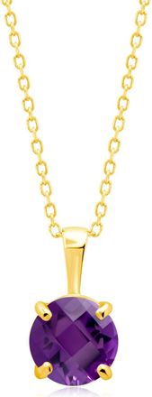 MAX + STONE 14k Yellow or White Gold 6mm Gemstone Round Pendant Necklace with 18 Inch Chain