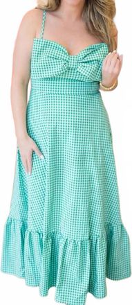 THML Clothing Womens Lily Bow Gingham Dress In Green