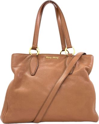 Miu Miu Brown Leather Tote Bag (Pre-Owned)