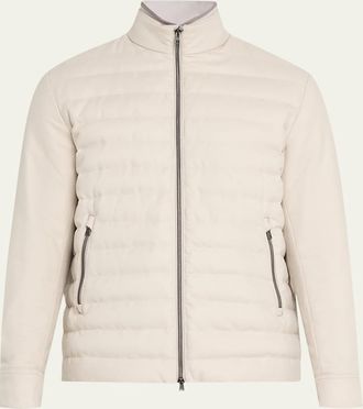 Herno Mens Padded Silk-Cashmere Zip Jacket