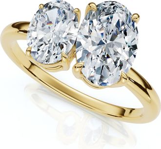 Pompeii3 Certified 1 1/2Ct Oval Two Stone Diamond Ring 14k Gold or Pt Lab Grown