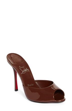 Christian Louboutin Me Dolly Peep Toe Slide Sandal in Dark Brown at Nordstrom, Size 6.5Us