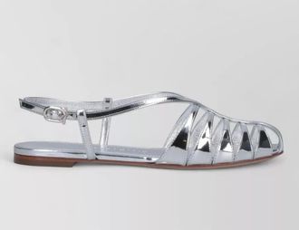 Ferragamo sandal flat sole metallic finish open toe