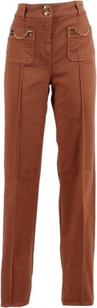 Elisabetta Franchi Straight Trousers, female, Brown, Size: W25 Jeans-style Trousers