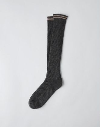 Brunello Cucinelli WomenS Lignite Wool Blend Knee High Socks, Size M