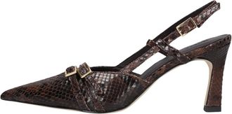 Notre-V Schoenen, Dames, Bruin, 38 EU, Pumps met puntige neus en gespbandje