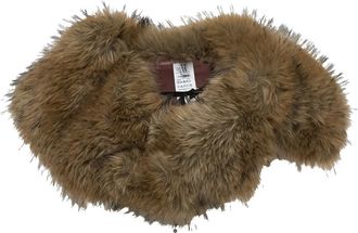 N&deg;21 Nekwarmer van imitatiebont met lintsluiting en voering - Dames - Accessoires - Bruin - Maat: ONE Size Zijde