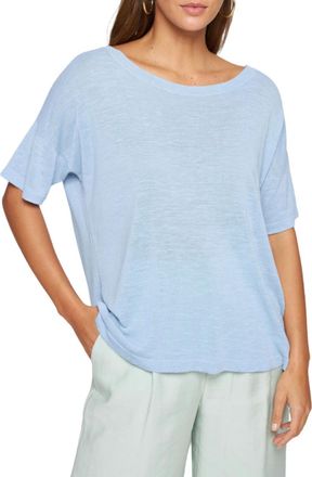 Maison Montagut Flamed Linen Button Back T-Shirt In Light Blue
