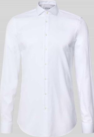 Jake*s Slim Fit Businesshemd mit extra langem Arm in Weiss, Größe 37/38